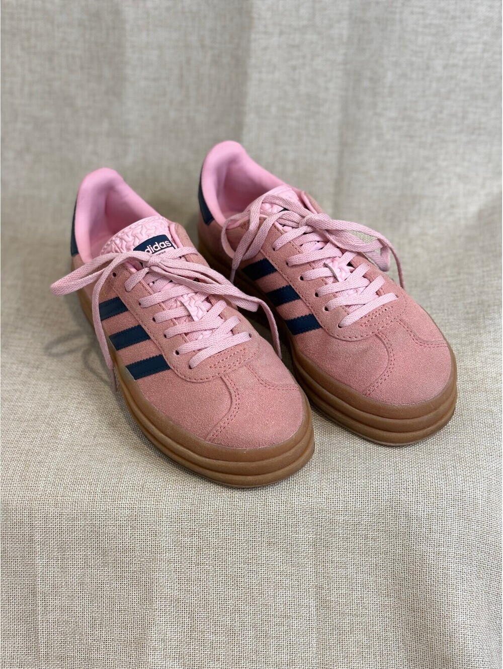 Adidas Gazelle Platform Sneakers, Pink Suede Gum Size 6.5